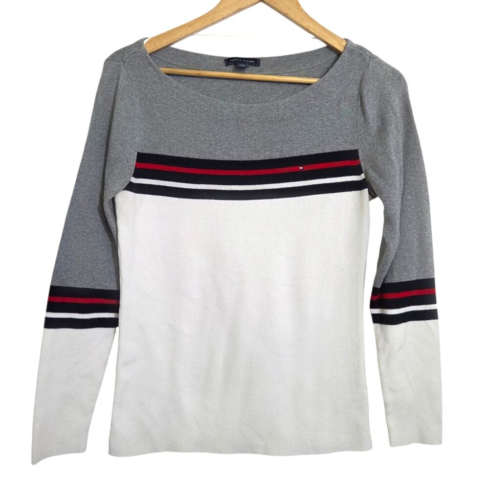 Tommy Hilfiger Retro Y2K Classic Striped Colorblock Sweater Women's LARGE